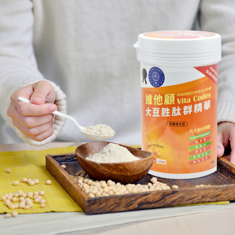 【Vita Codes】大豆胜肽群精華罐裝450g 陳月卿推薦 附湯匙+線上食譜-1罐組, , large