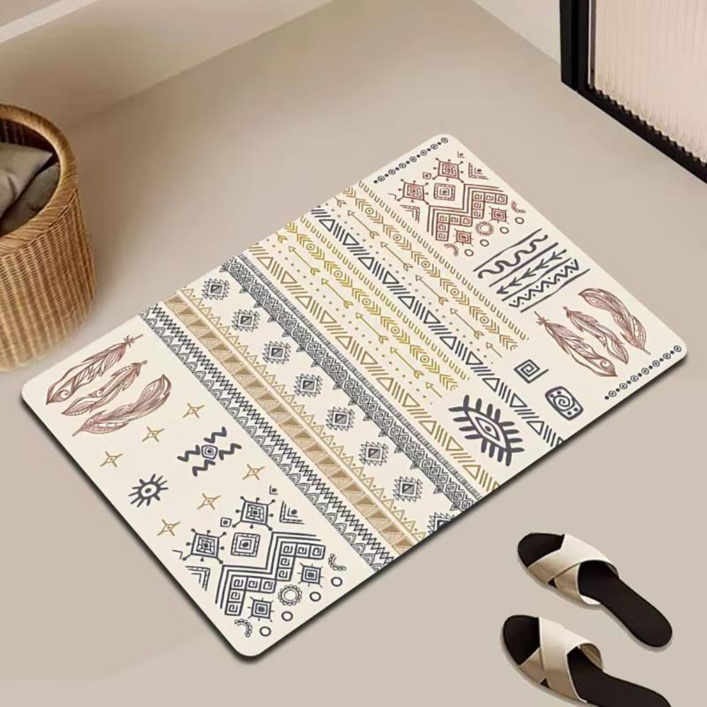 Soft diatomaceous earth water-absorbing non-slip floor mat with color printing, , large