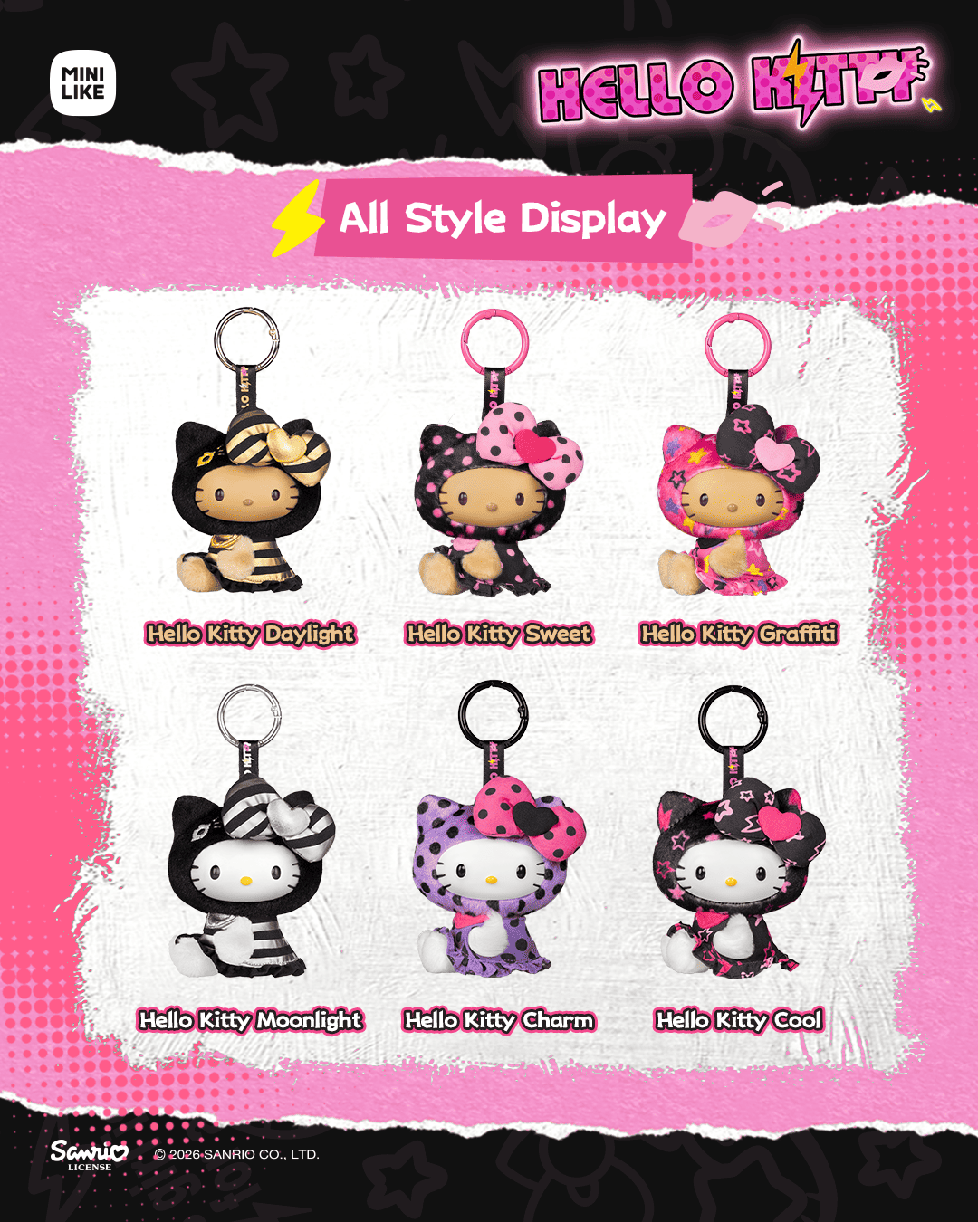 【際洋文化】Hello Kitty款街頭潮變系列毛絨捏捏樂Mini, , large