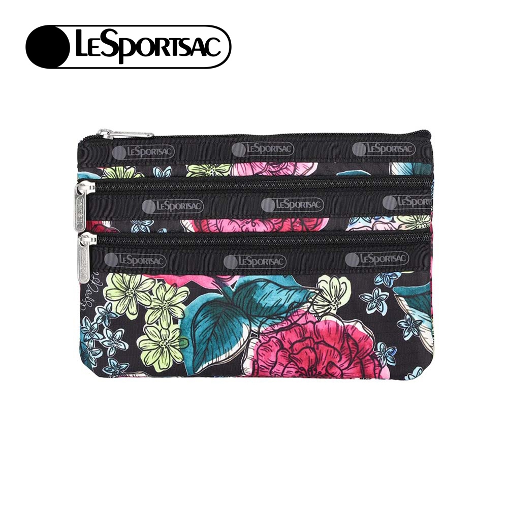 |快速出貨|Lesportsac 3-Zip Cosmetic 三層拉鍊收納化妝包/ 夜花織夢, , large