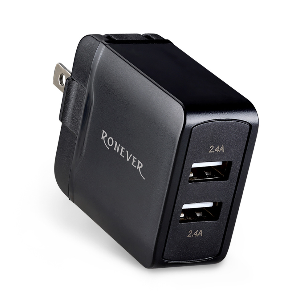 [RONEVER] 2.4A USB雙孔電源供應器 DE017 黑, , large