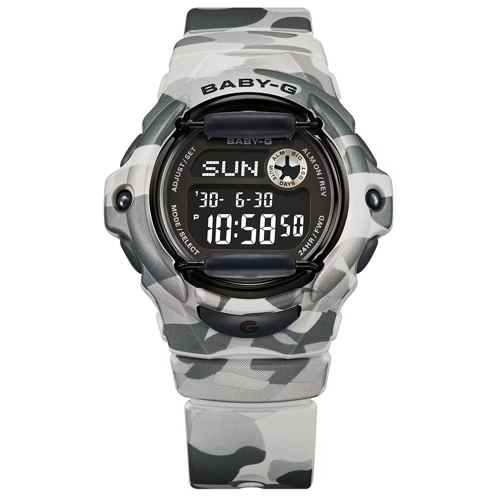 CASIO 卡西歐Baby-G 迷彩風格電子錶 女錶-灰 送禮 禮物 推薦(BG-169CMB-8), , large