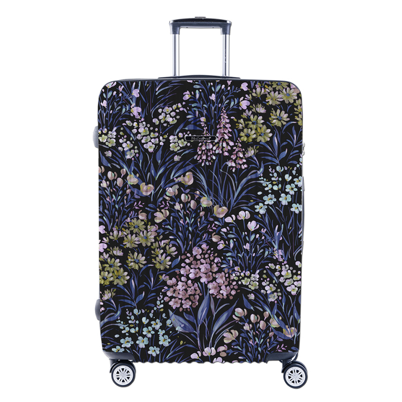 NaSaDen [Black Flower]26" Checked Zipper Luggage, , large