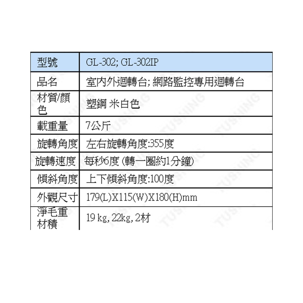 昌運監視器 GL-302 室內外迴轉台 網路監控專用迴轉台 旋轉台 355度左右旋轉角度, , large