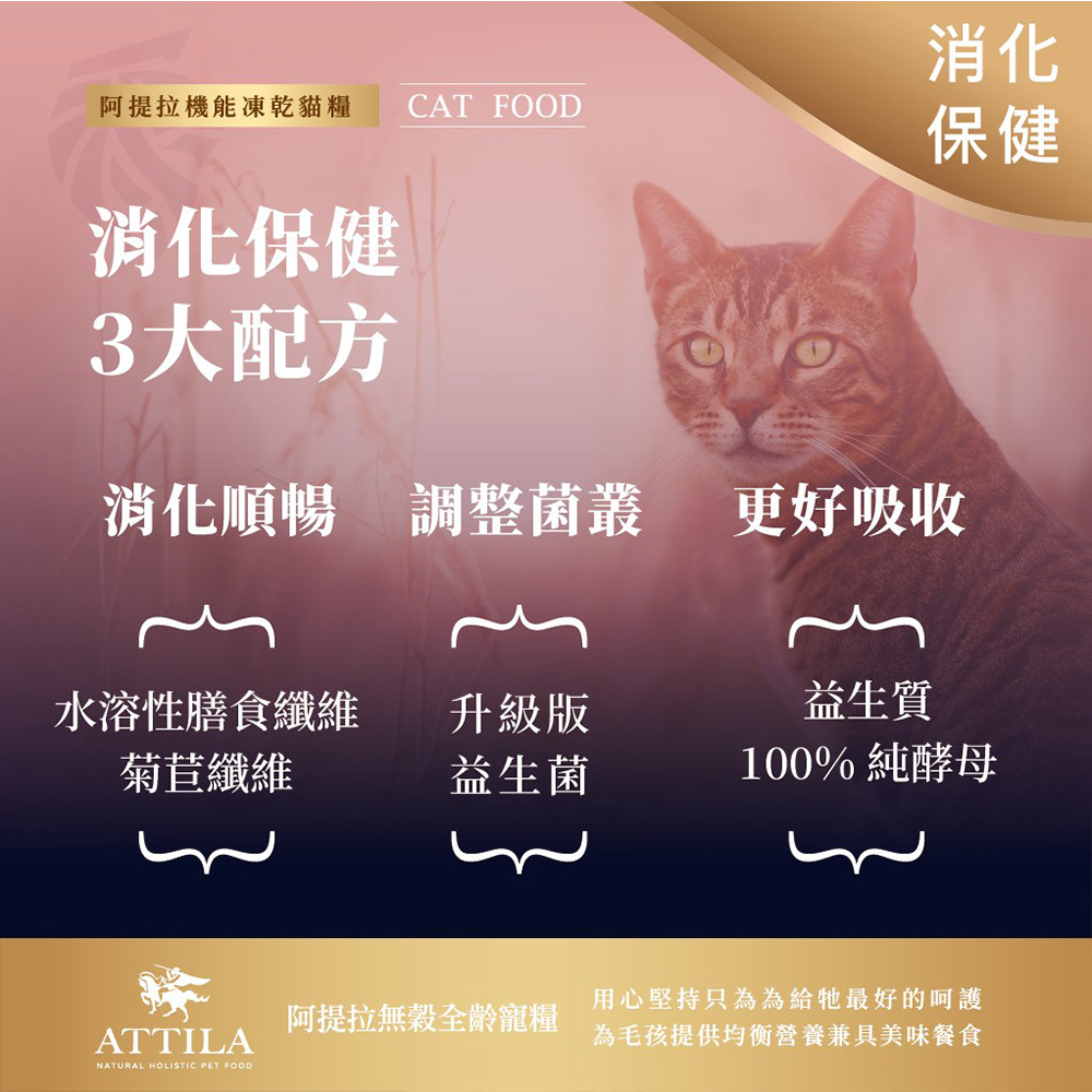 【ATTILA 阿提拉】機能凍乾貓糧 雞+鹿+鮭魚 消化保健1.5kg(全齡貓/貓飼料/無穀貓飼料), , large