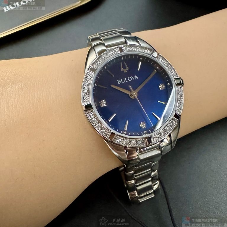 [星晴錶業]BULOVA手錶,32mm,BU00005寶藍色錶面銀錶殼銀色精鋼錶帶款, , large