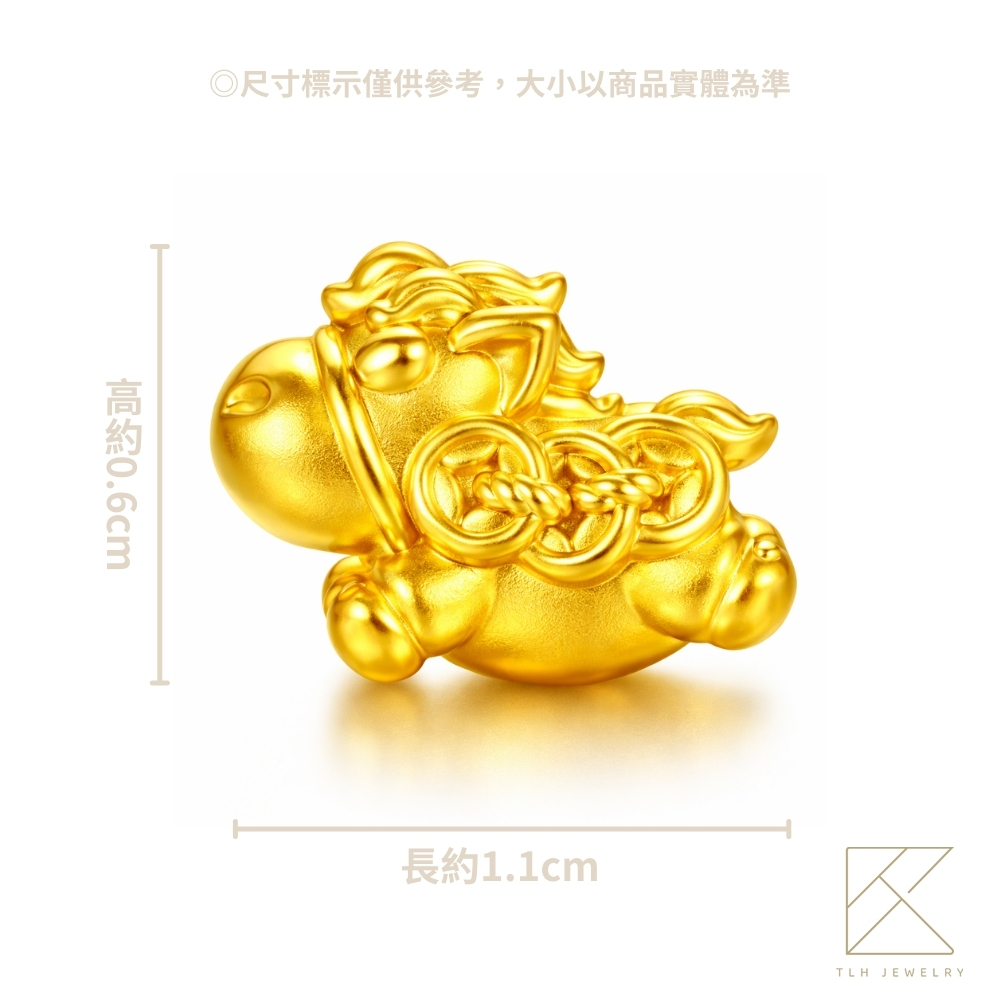 【TLH】黃金墜編織手繩 純金999 HORSE發生 約重0.08錢&plusmn;0.02 (馬年 過年 送禮), , large