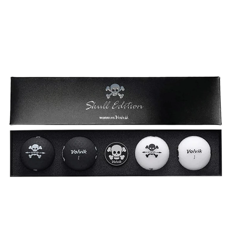 Volvik Skull Golf Ball Gift Set &ndash; 4 Balls + Ball Marker, , large