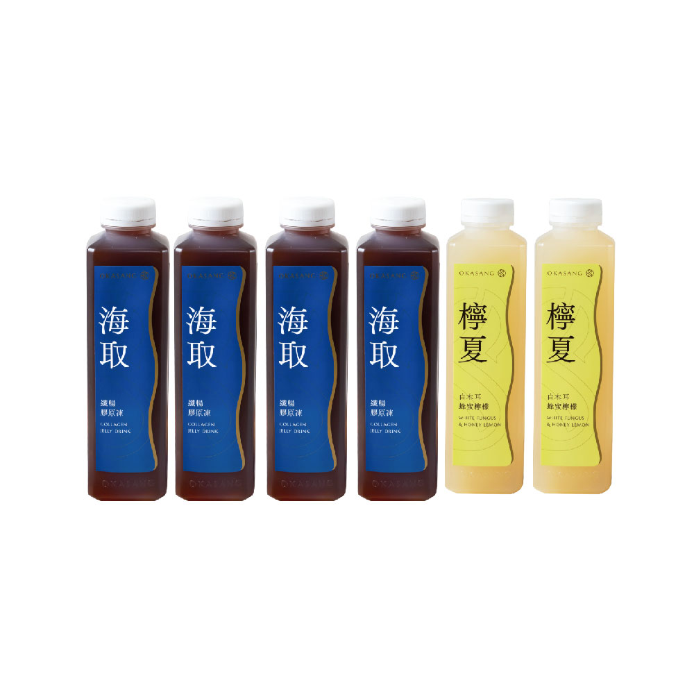 [日進生技]O卡桑纖暢凍檸補鈣組｜1000ml*6(纖暢膠原凍*4、蜂蜜檸檬白木耳露*2), , large