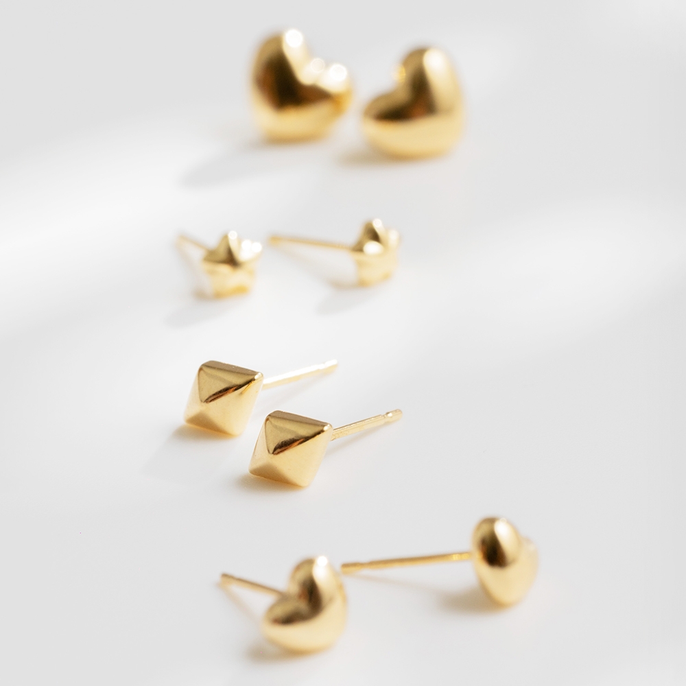 【A'jane 】 18K金 菱光之間 菱形耳針 A022410-003, , large