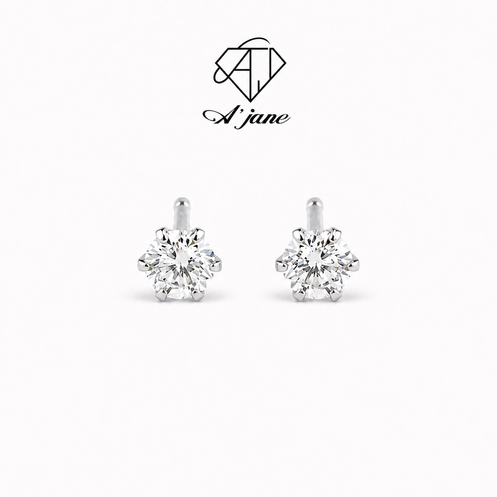 【A'jane】18K金 20分培育鑽耳環 經典六爪單鑽耳環-A022603-001, , large