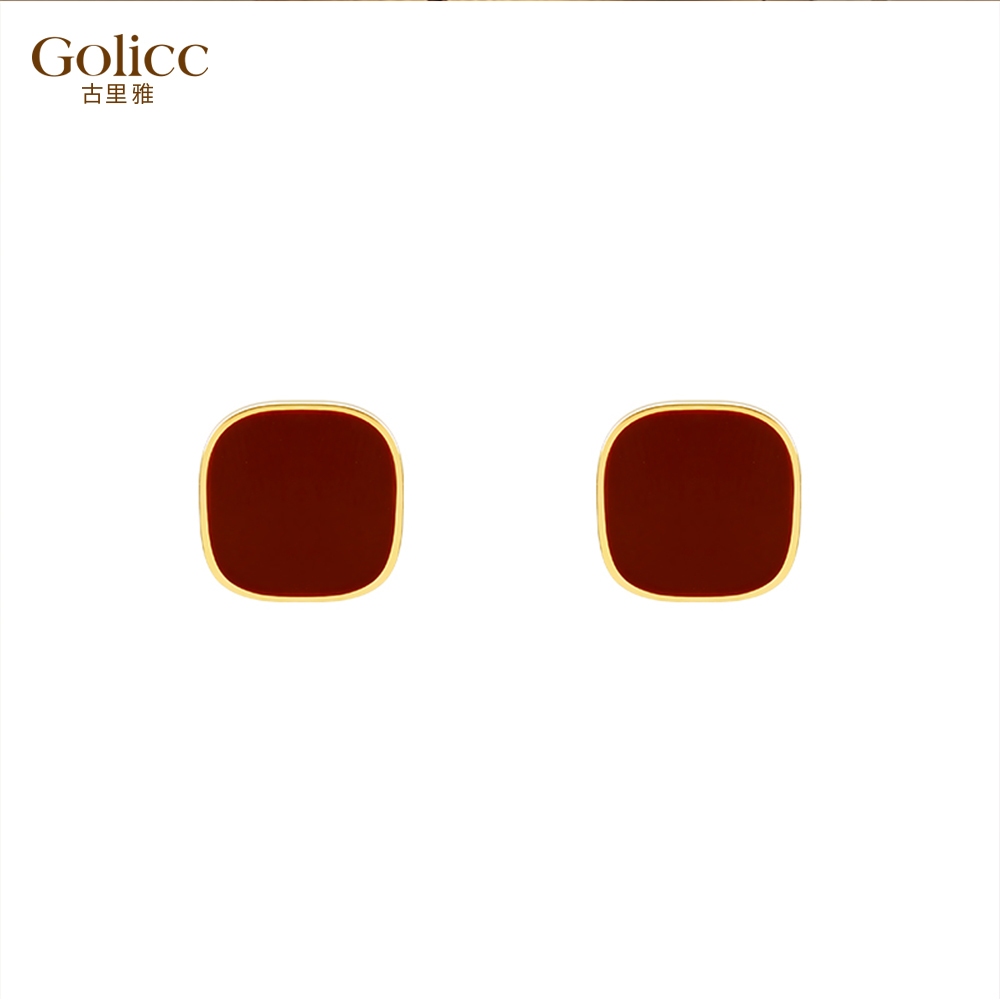 【Gulicc】古莉可 耳環 法式復古酒紅耳環, , large