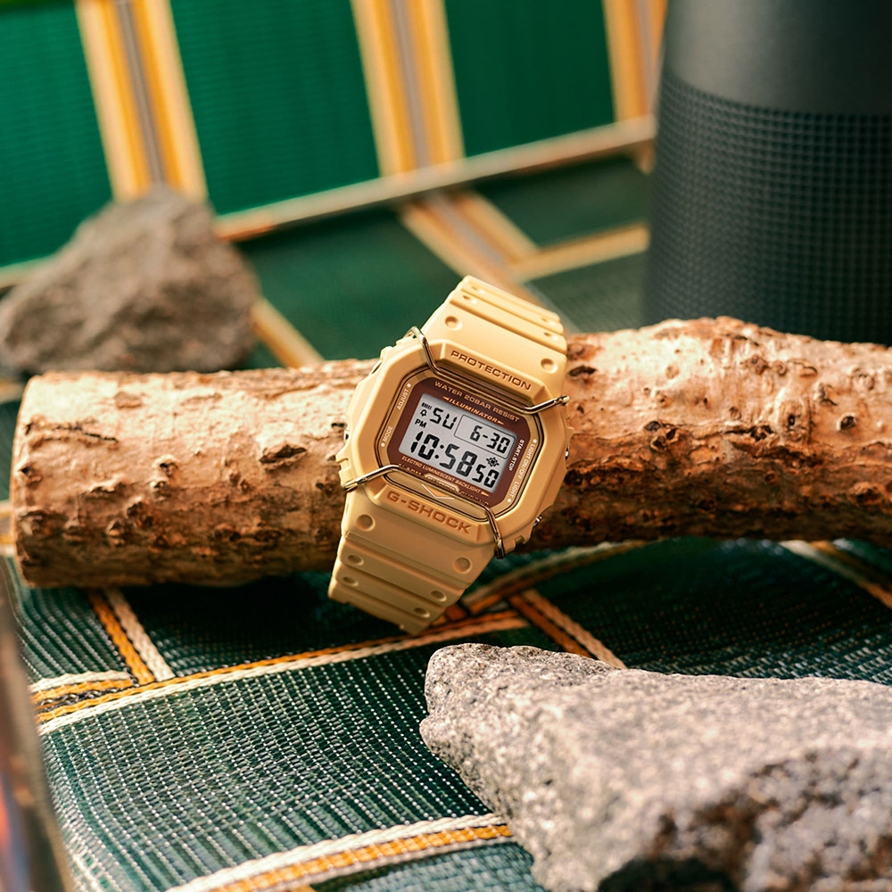 CASIO 卡西歐 G-SHOCK 大地色系啞光金屬電子錶 DW-5600PT-5, , large