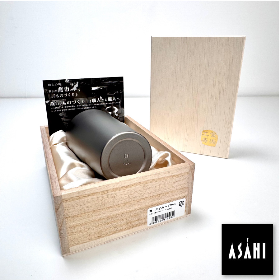 [ASAHI]霞 Kasumi 鈦杯｜純鈦雙層飲用杯（附木盒）240ml｜TW-3, , large