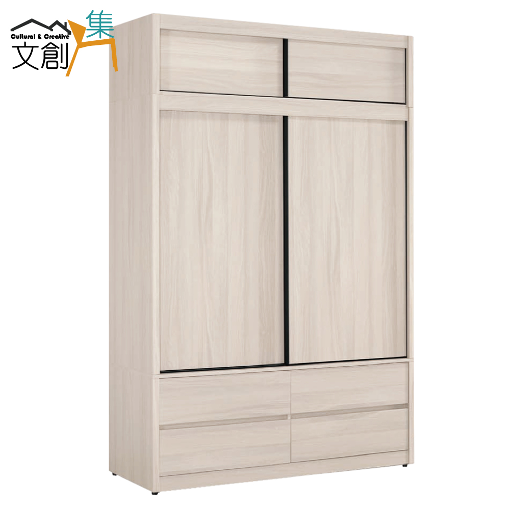 【文創集】朵利5.1尺推門四抽加高衣櫃(客約商品), , large