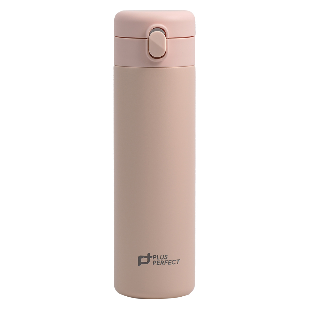 PLUS PERFECT晶鑽316不鏽鋼陶瓷彈蓋保溫杯-500ml-霧粉色-1入, , large
