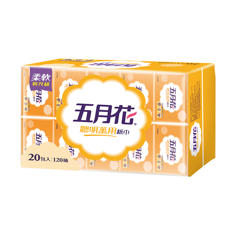 五月花聰明萬用抽取式紙巾120抽*20包, , large