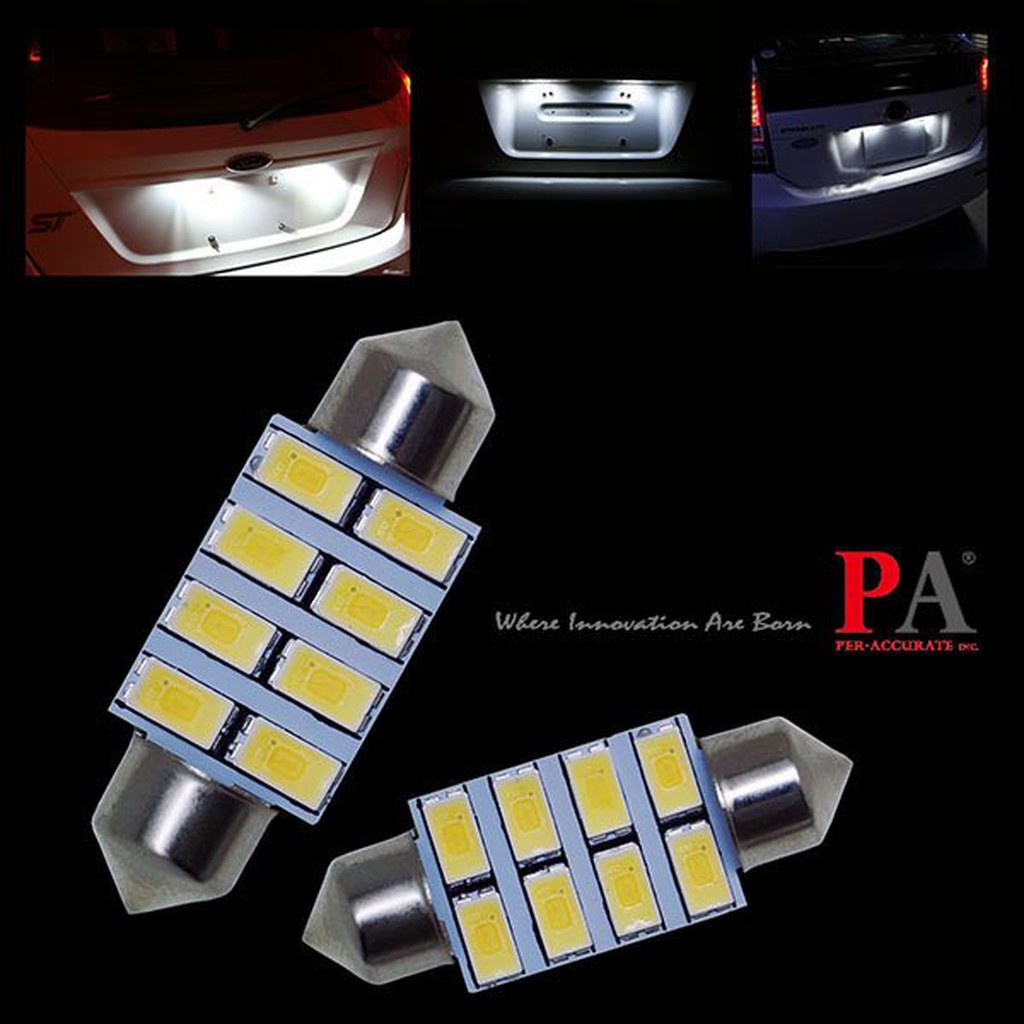 【PA LED】雙尖 36MM 高亮度 8晶 5630 SMD LED 室內燈 閱讀燈 化妝燈 牌照燈 行李箱燈, , large
