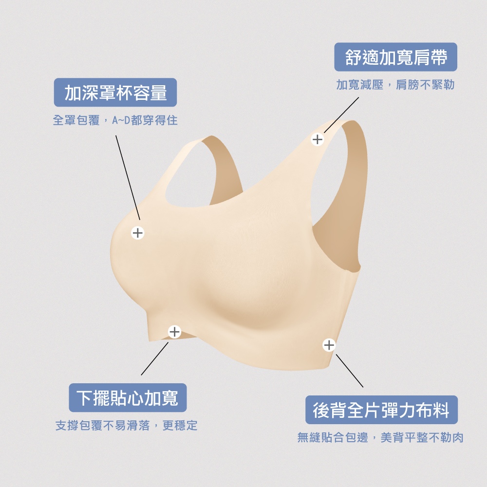 【伊柔 EVEROY】雲感輕盈 隱形無痕全天候舒適零壓無鋼圈背心無感內衣 K002-11 小麥膚, , large