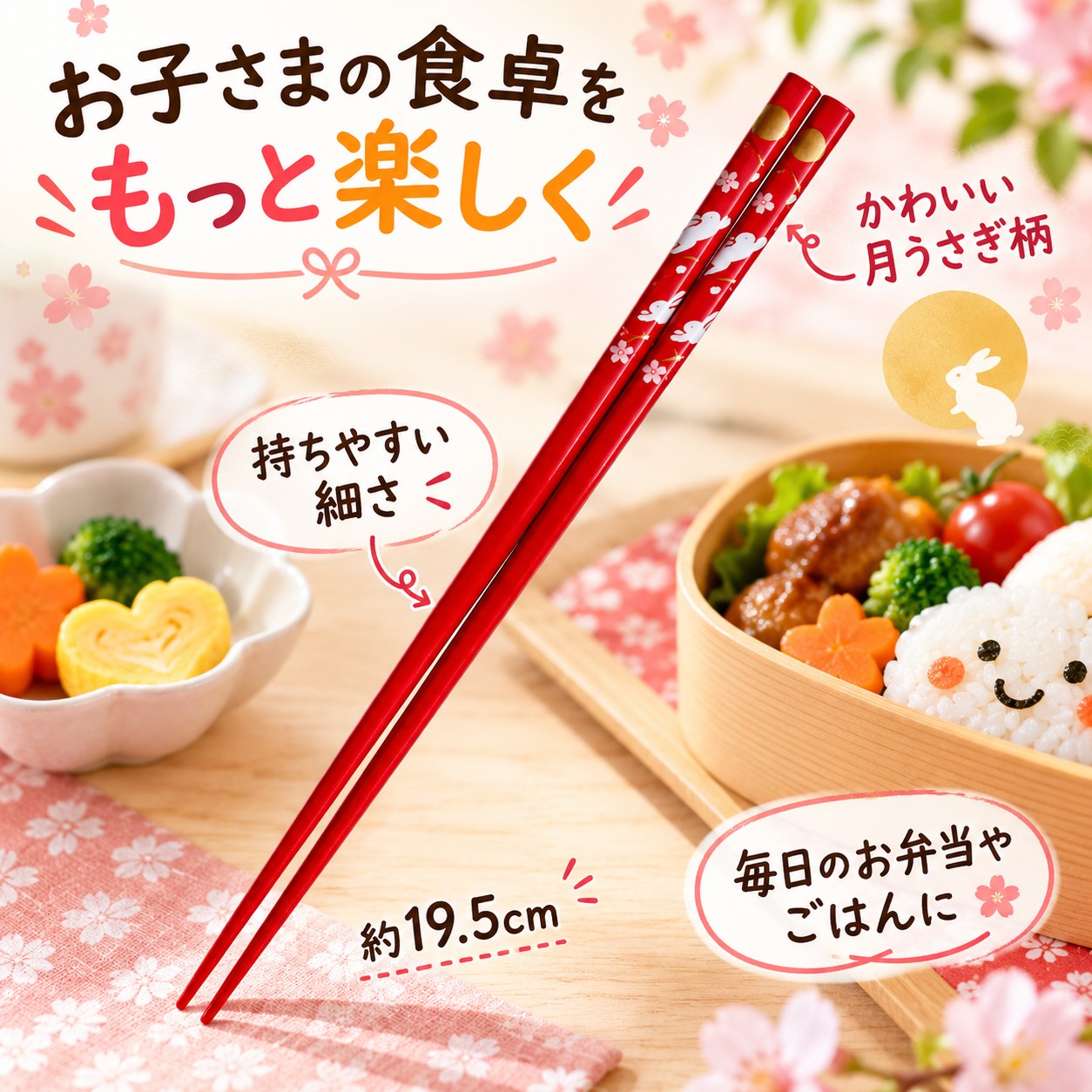 【HIYASU日安工坊】日式兒童箸-月兔 紅, , large