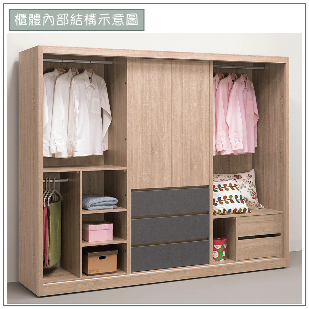 【唯熙傢俱】威尼斯橡木色8x7尺滑門衣櫃, , large