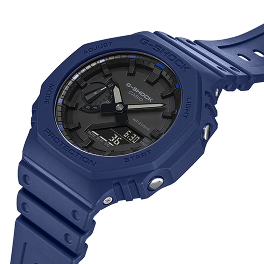CASIO 卡西歐 G-SHOCK 耐衝擊八角雙顯電子錶-藍 GA-2100-2A, , large