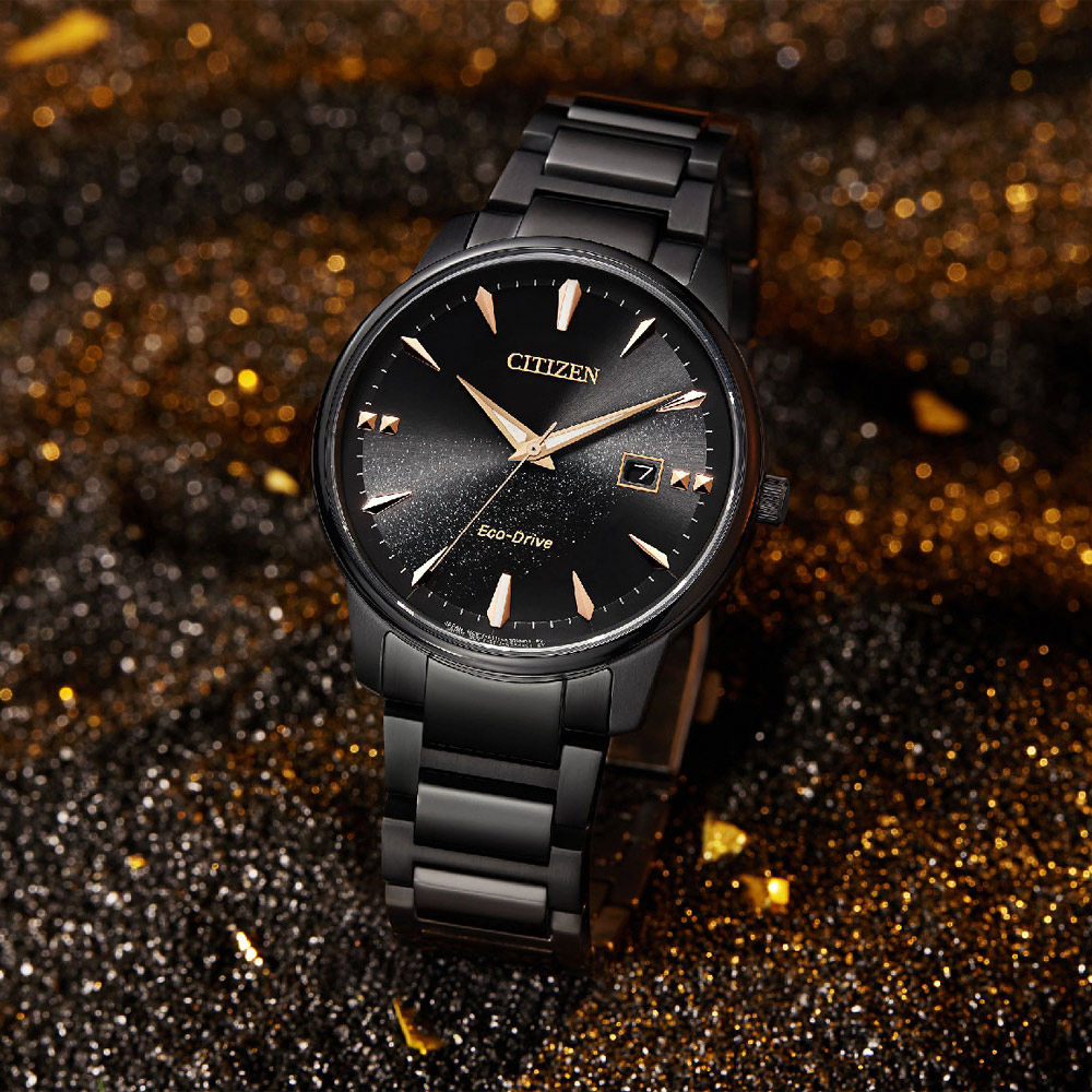 CITIZEN 星辰 光動能簡約手錶-銀河黑 BM7595-89E, , large