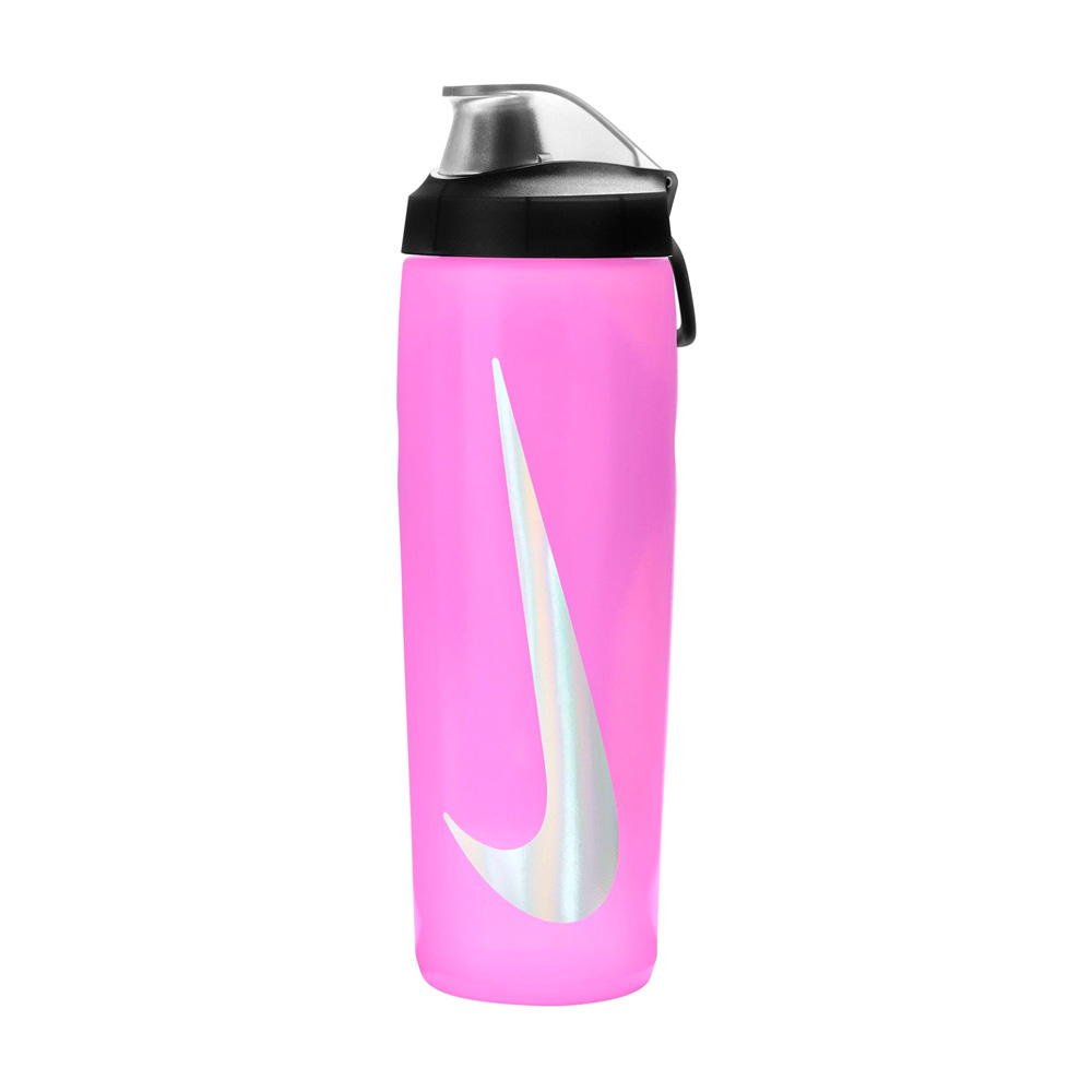 NIKE REFUEL BOTTLE 瓶蓋擠壓水壺 24OZ/700ml 運動水壺 摺疊掛環 便攜 防漏 好抓握 N100766863724粉銀, 粉銀, large