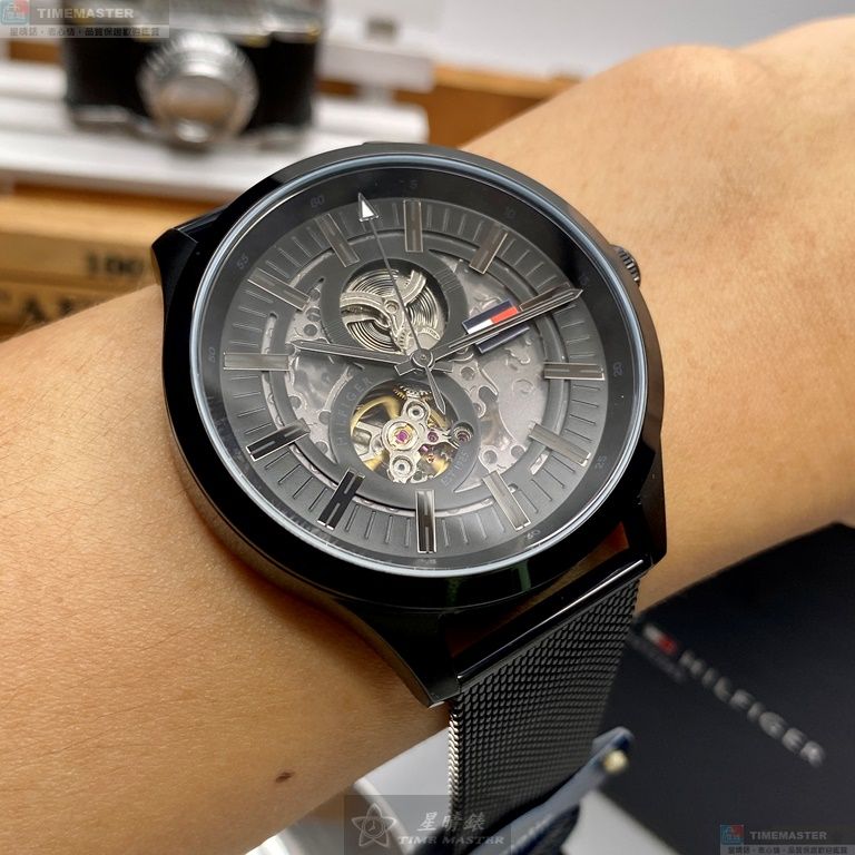[星晴錶業]TommyHilfiger手錶,44mm,TH00030黑色錶面黑錶殼深黑色米蘭錶帶款, , large