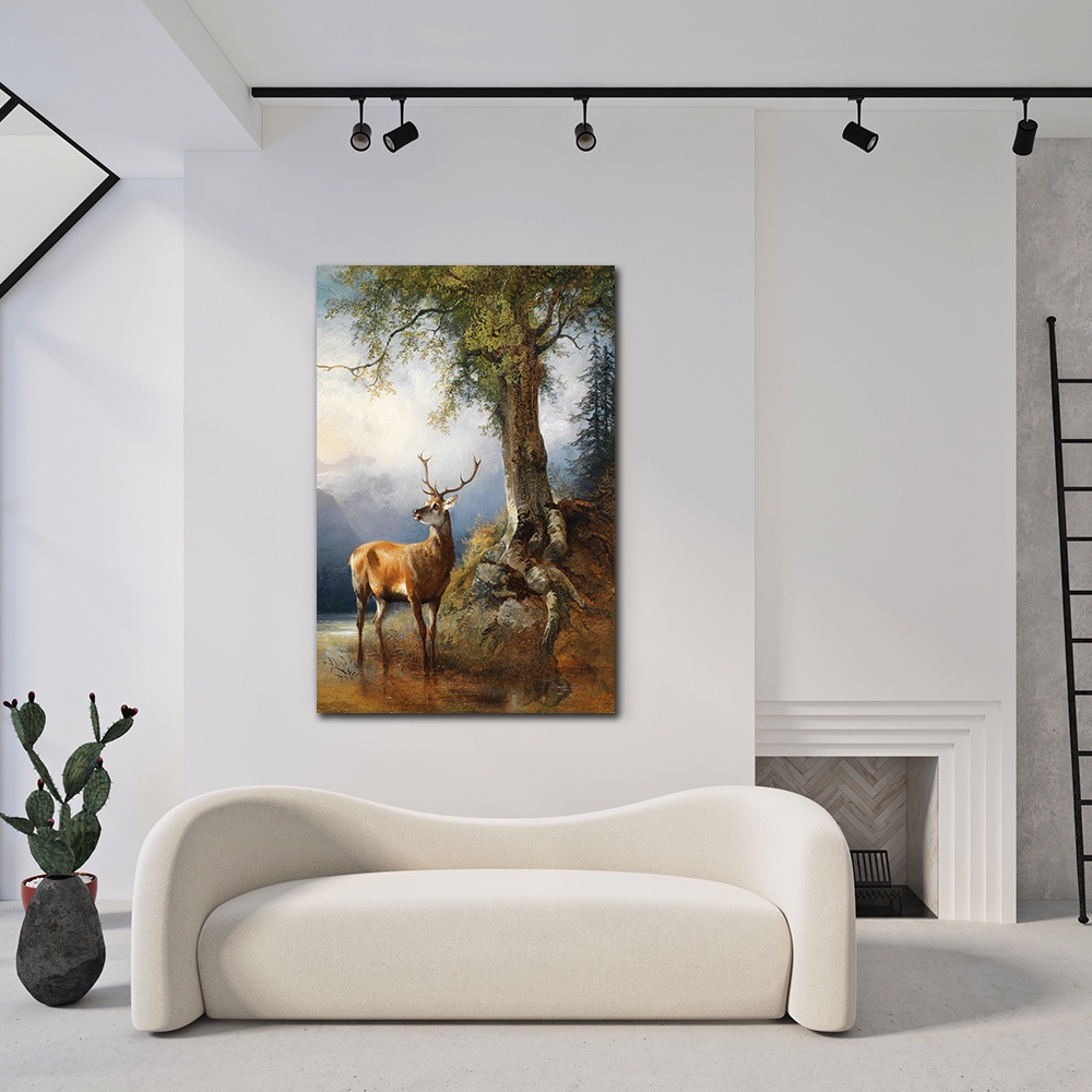 【御畫房】梅花鹿 國家一級畫師手繪油畫60&times;90cm(VF-26), , large