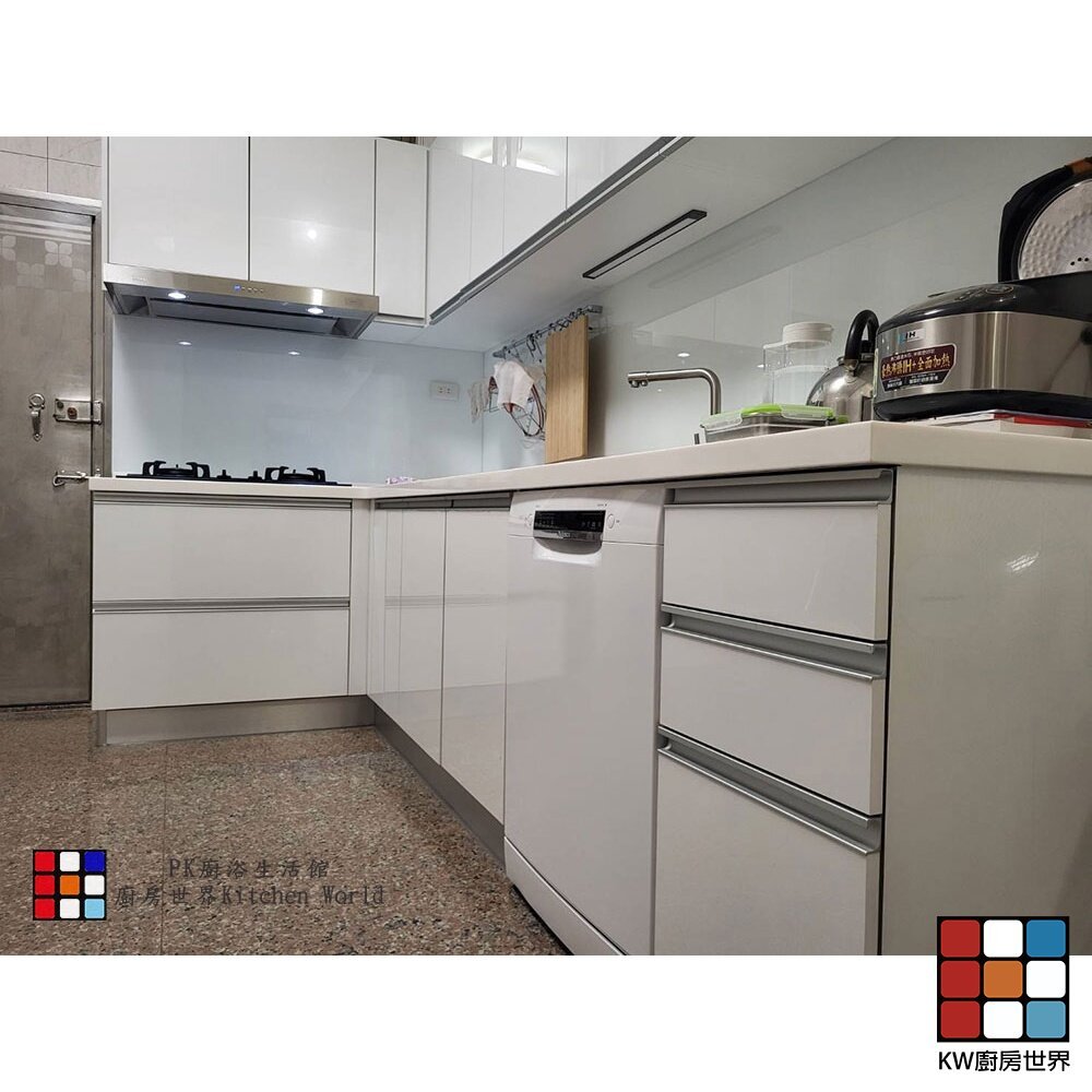 【KW廚房世界】系統廚具 廚房設計 客製化 廚櫃 工廠直營 L字型流理台 林內牌 瓦斯爐 排油煙機 BOSCH 洗碗機, , large
