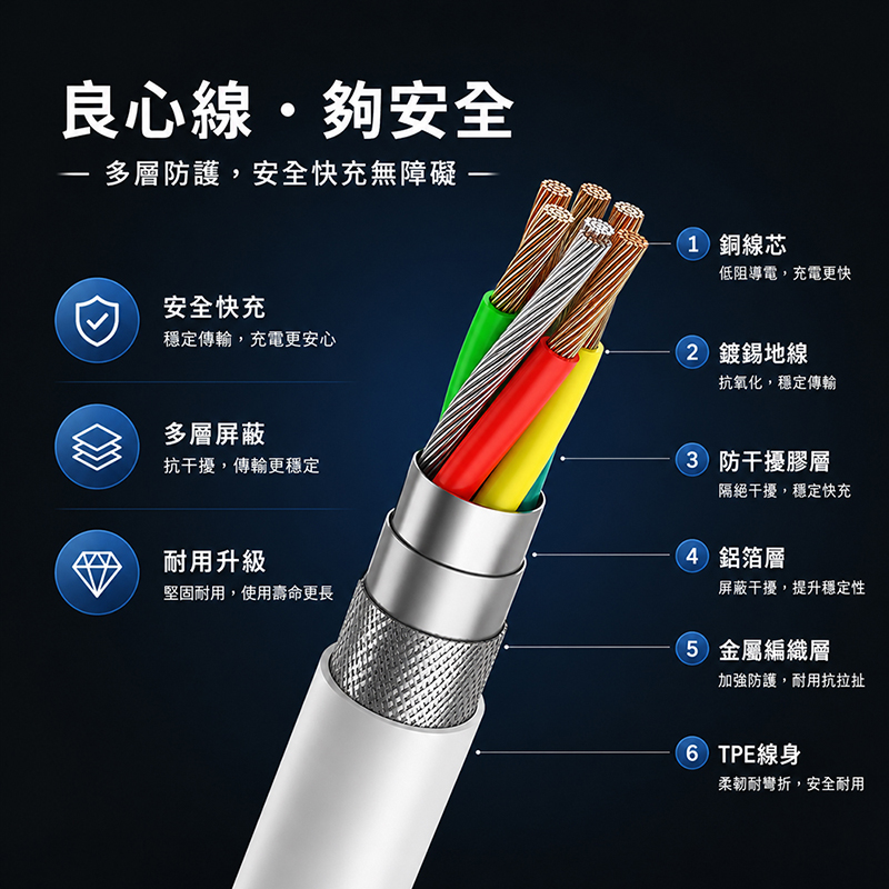 [翊承國際]【免運 + 贈品】5A 2米快充數據線, , large