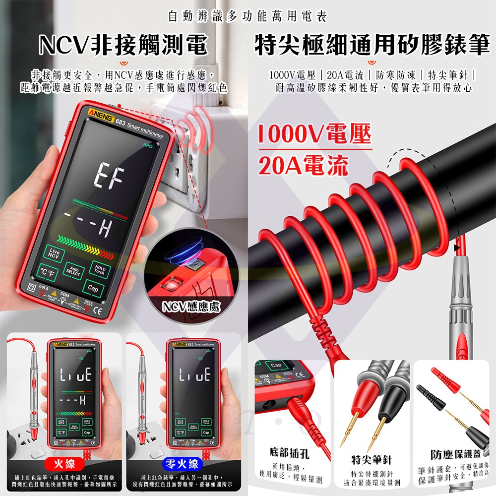 Auto-Ranging Digital Multimeter - Black (Includes Red Protective Case), , large