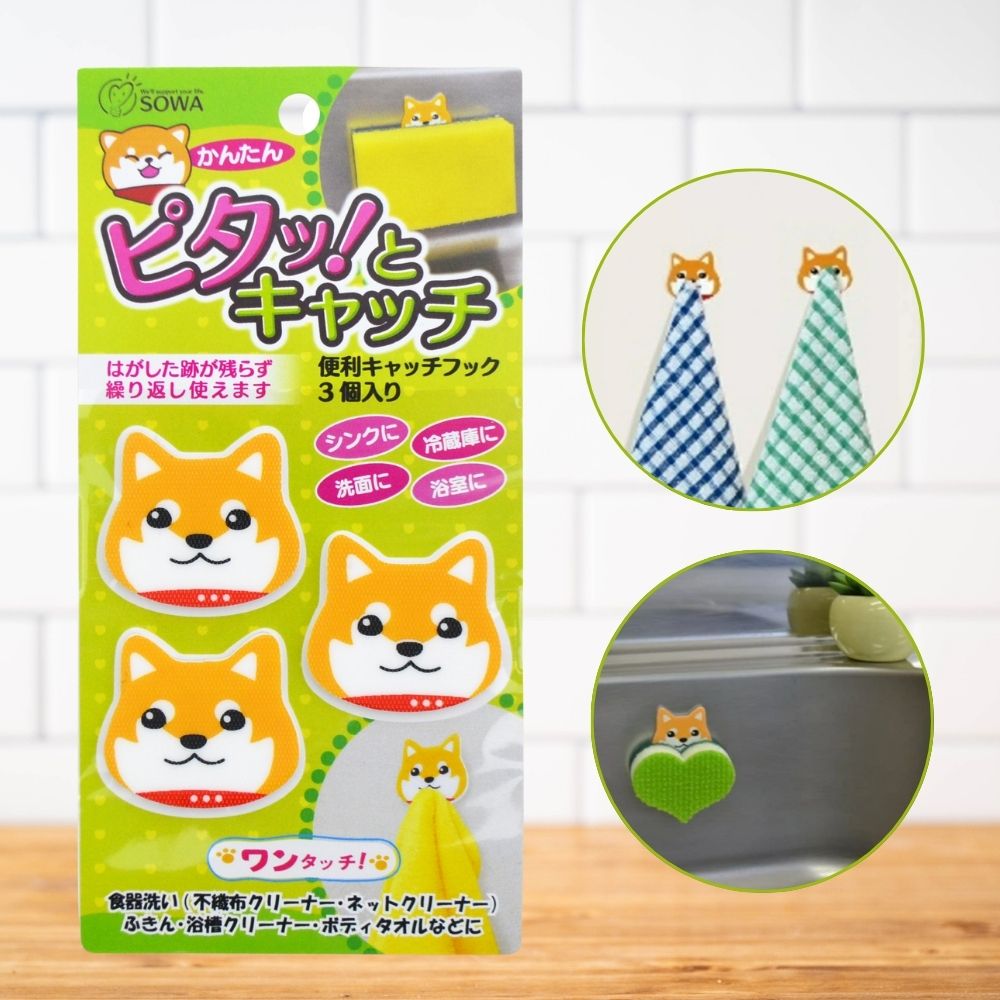 〔本野有限公司〕魔鬼氈掛勾3入裝(柴犬) -3入, , large