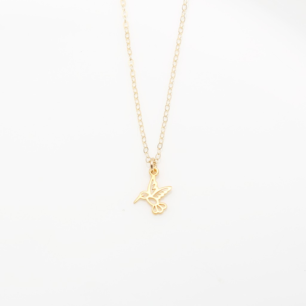 【Angel & Me】Golden Hummingbird s925 sterling silver necklace Birthday gift, , large