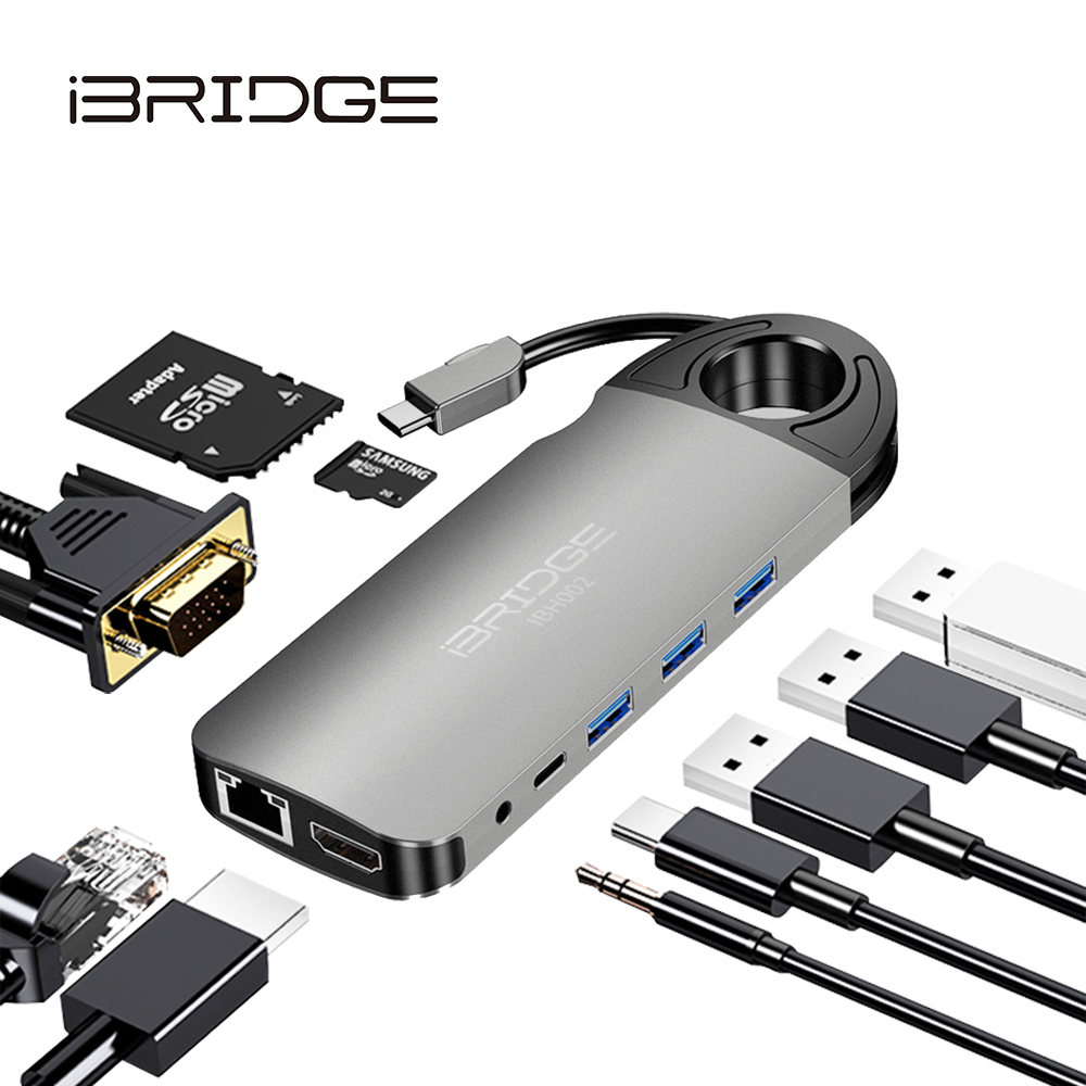 iBRIDGE 10-in-1 Type-C Hub Multi-Function 4K Adapter, , large