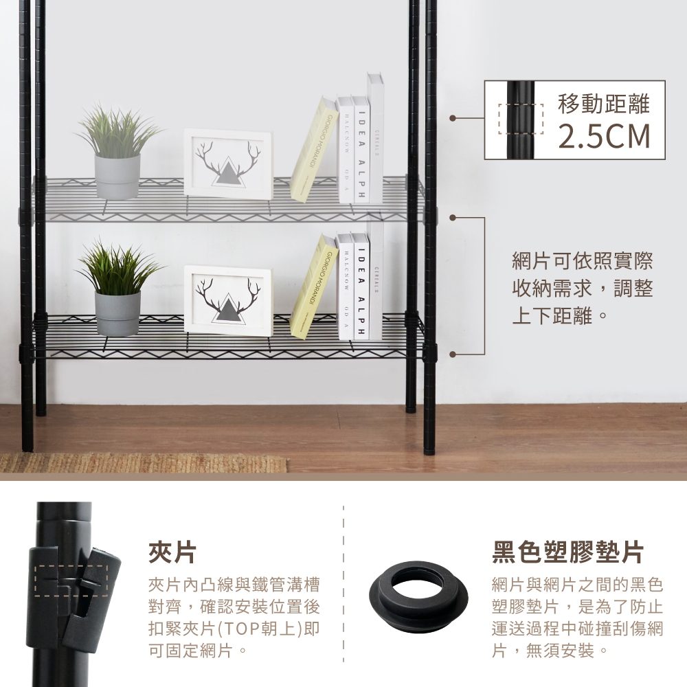 KIWISH 60x30x60H Black 3-Tier Wire Shelving Unit | Heavy Duty Metal Storage Rack | Made in Taiwan, Free Shipping, , large