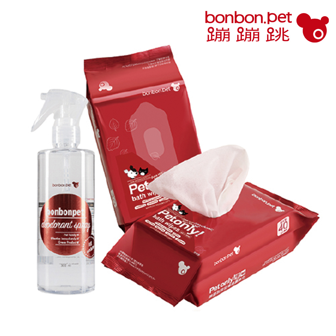 Pet-Friendly Household Deodorizing Spray 300ml + Scented Wet Wipes (40 sheets) 2-Pack Set, , large