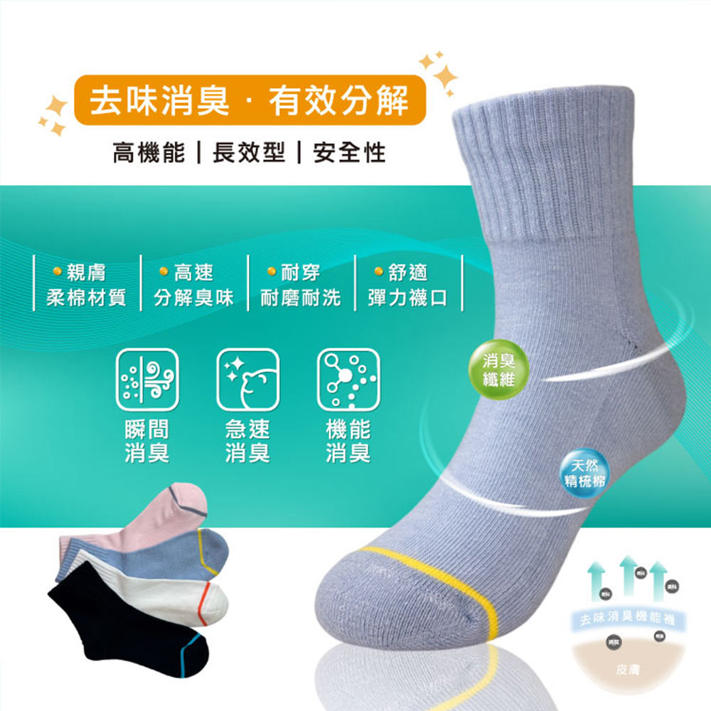 【BVD】2入組-去味消臭1/2氣墊童襪(17-21cm)-白 (B635 除臭 氣墊 毛巾底), 白色, large