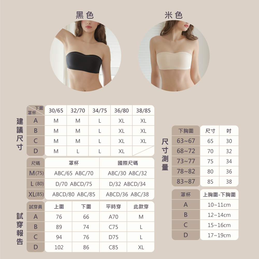 【伊柔 EVEROY】輕穩肌密 防滑穩定平口無肩帶無鋼圈M-XL內衣 黑色 W052-63  , , large