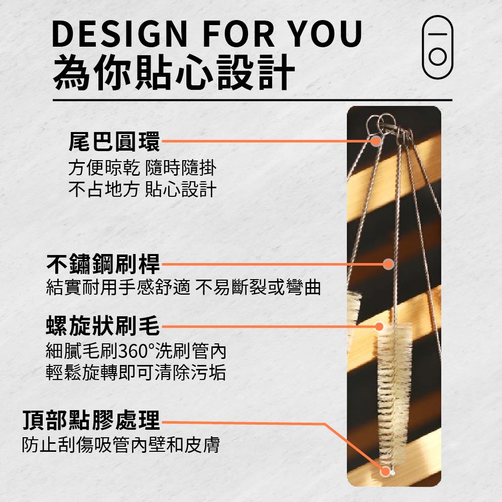 三入壺嘴刷 吸管清潔刷 清潔刷 不鏽鋼吸管刷 吸管刷 刷子 縫隙刷 杯蓋刷 長柄杯刷【Ho覓好物】壺嘴刷 HM107, , large