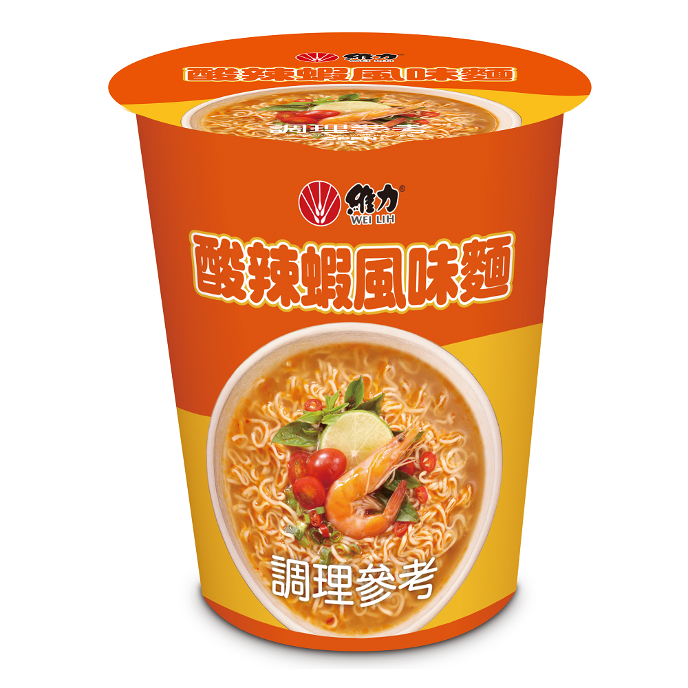 維力-酸辣蝦風味麵(杯)58g, , large