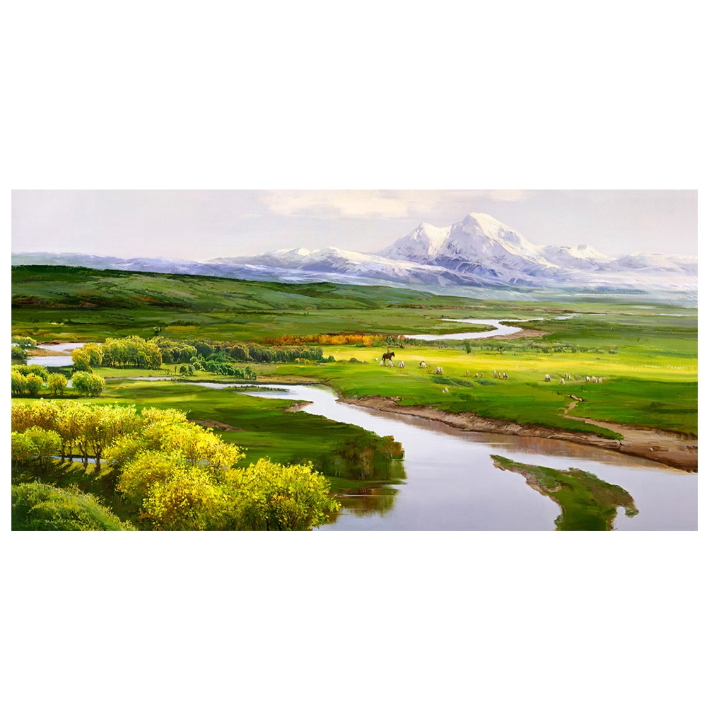 【御畫房】天山牧羊 國家一級畫師手繪油畫60&times;120cm(VF-126), , large