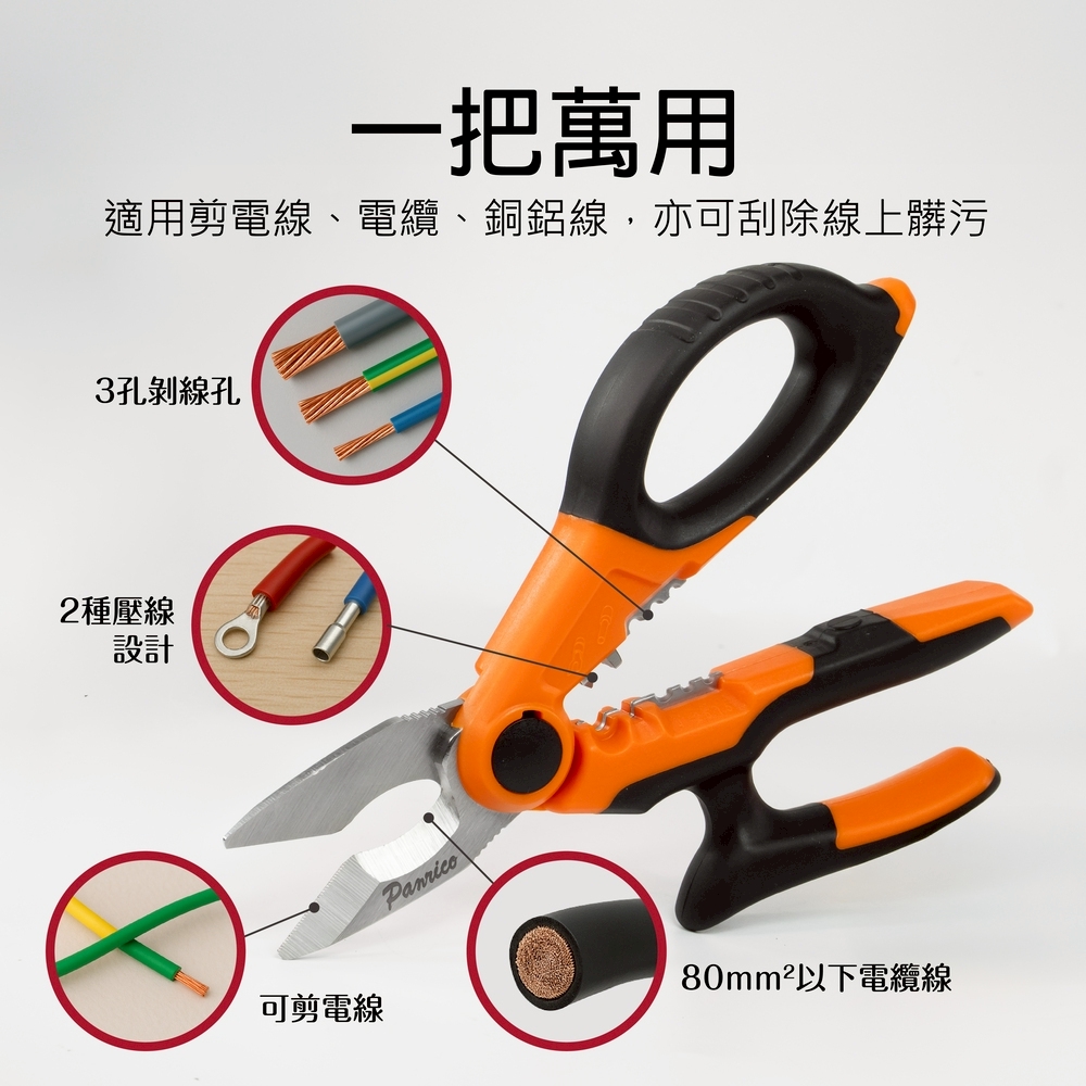 【Panrico 百利世】5合1 專業電工剪 (FM91840675), , large