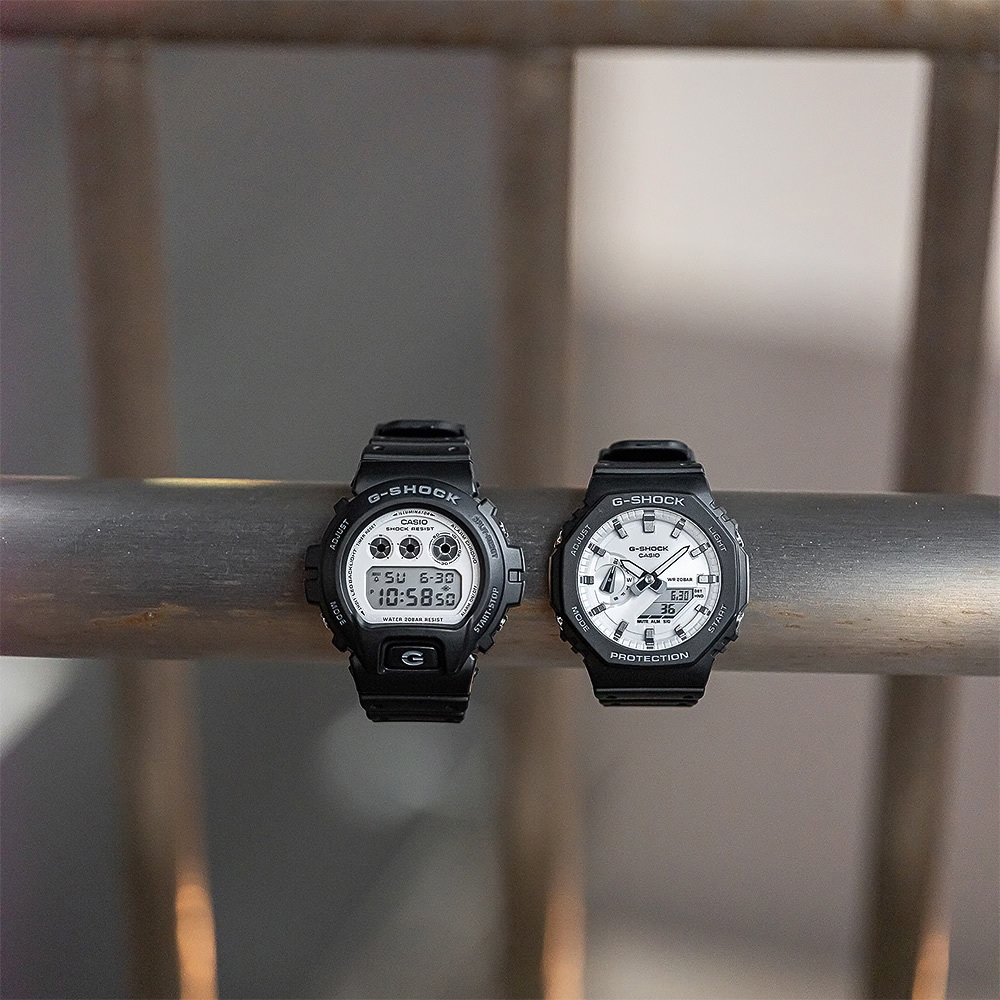 CASIO 卡西歐 G-SHOCK 黑白經典八角雙顯手錶 GA-2100WD-1A, , large