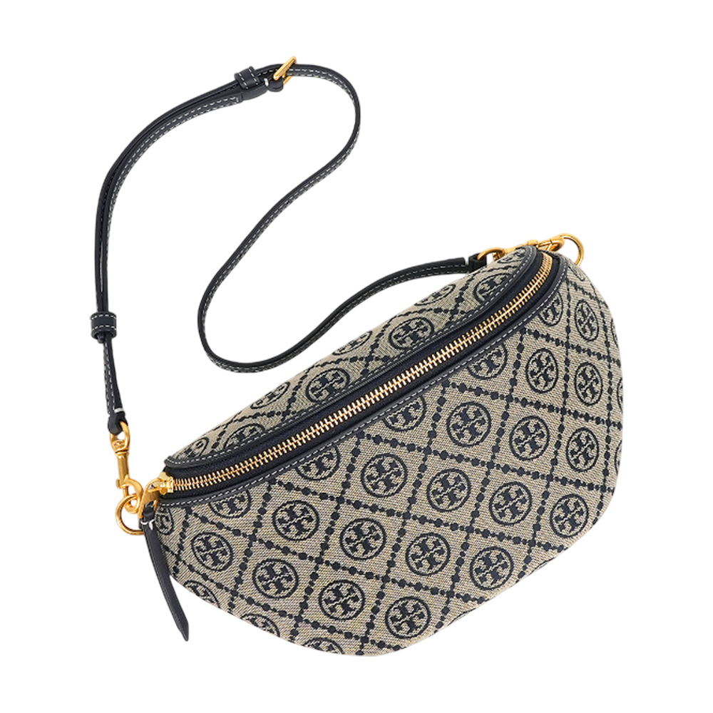 TORY BURCH T Monogram 標誌緹花拉鍊腰包(海軍藍), , large
