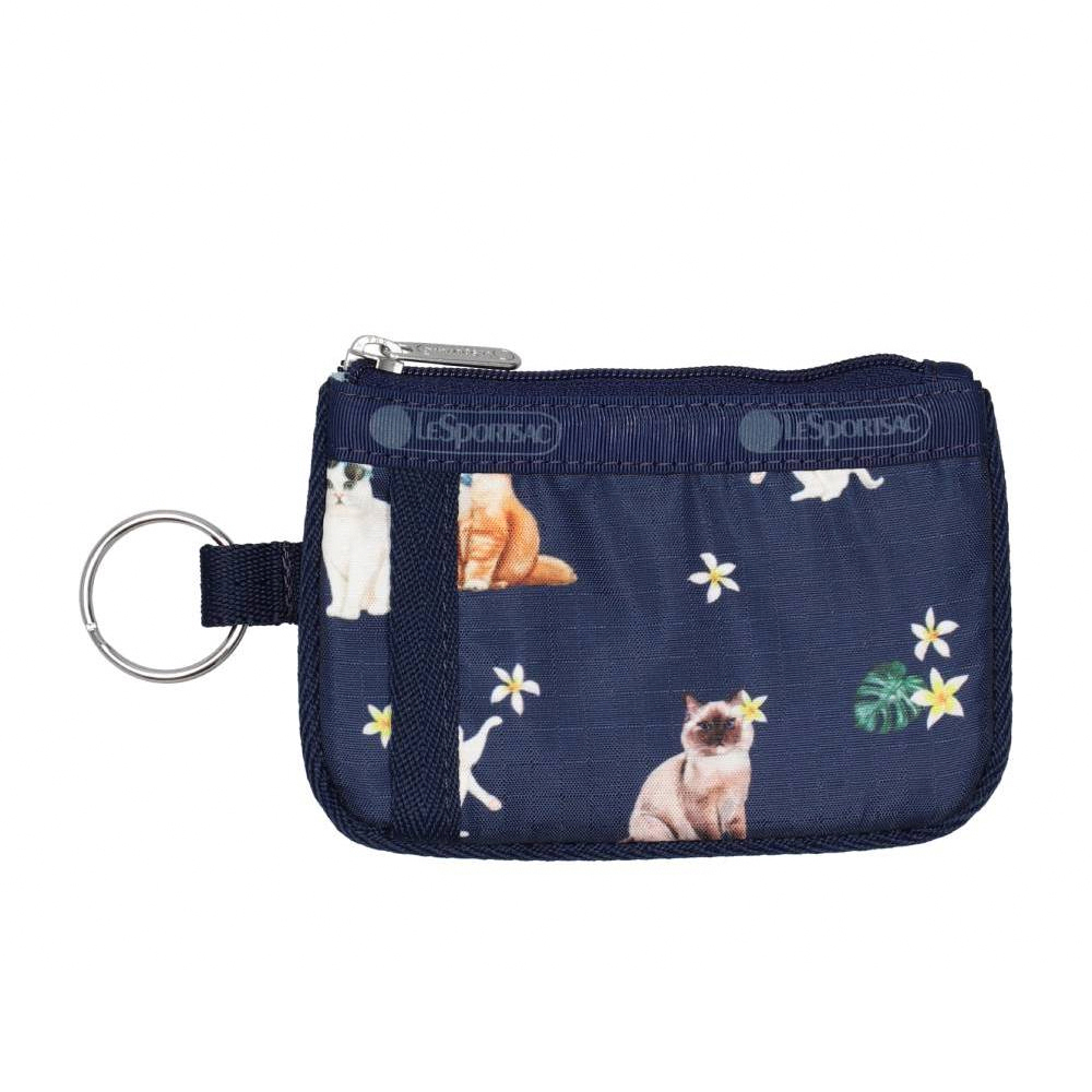 Lesportsac Key Card Holder 卡夾 零錢袋 鑰匙包 卡片零錢包 送禮 禮物 推薦 女包(熱帶度假貓咪), , large