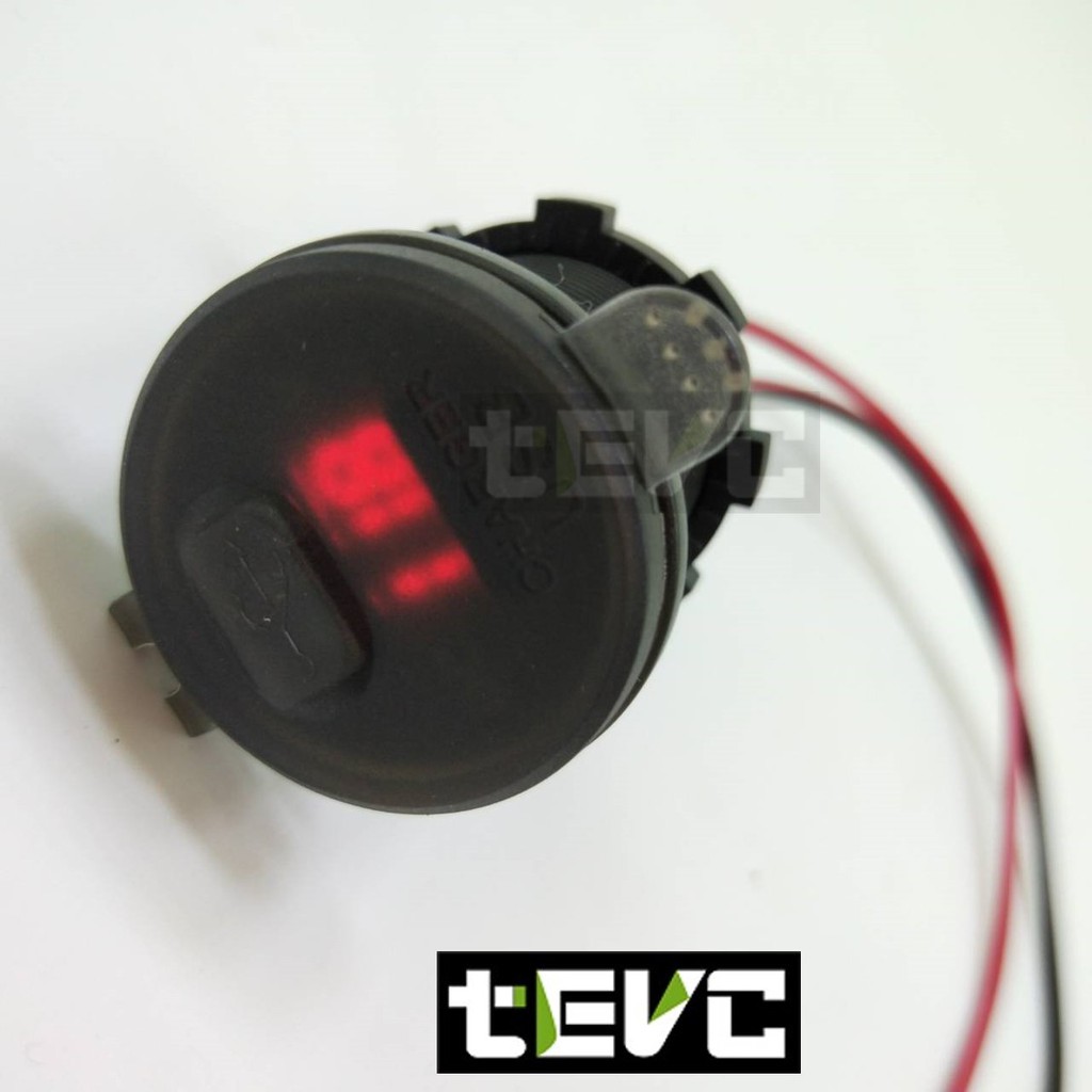 《tevc》快充 QC3.0 USB 充電器 充電座 透視電壓錶 防水軟蓋 機車 小U 機車充電器 機車充, 紅色字(末帶線), large