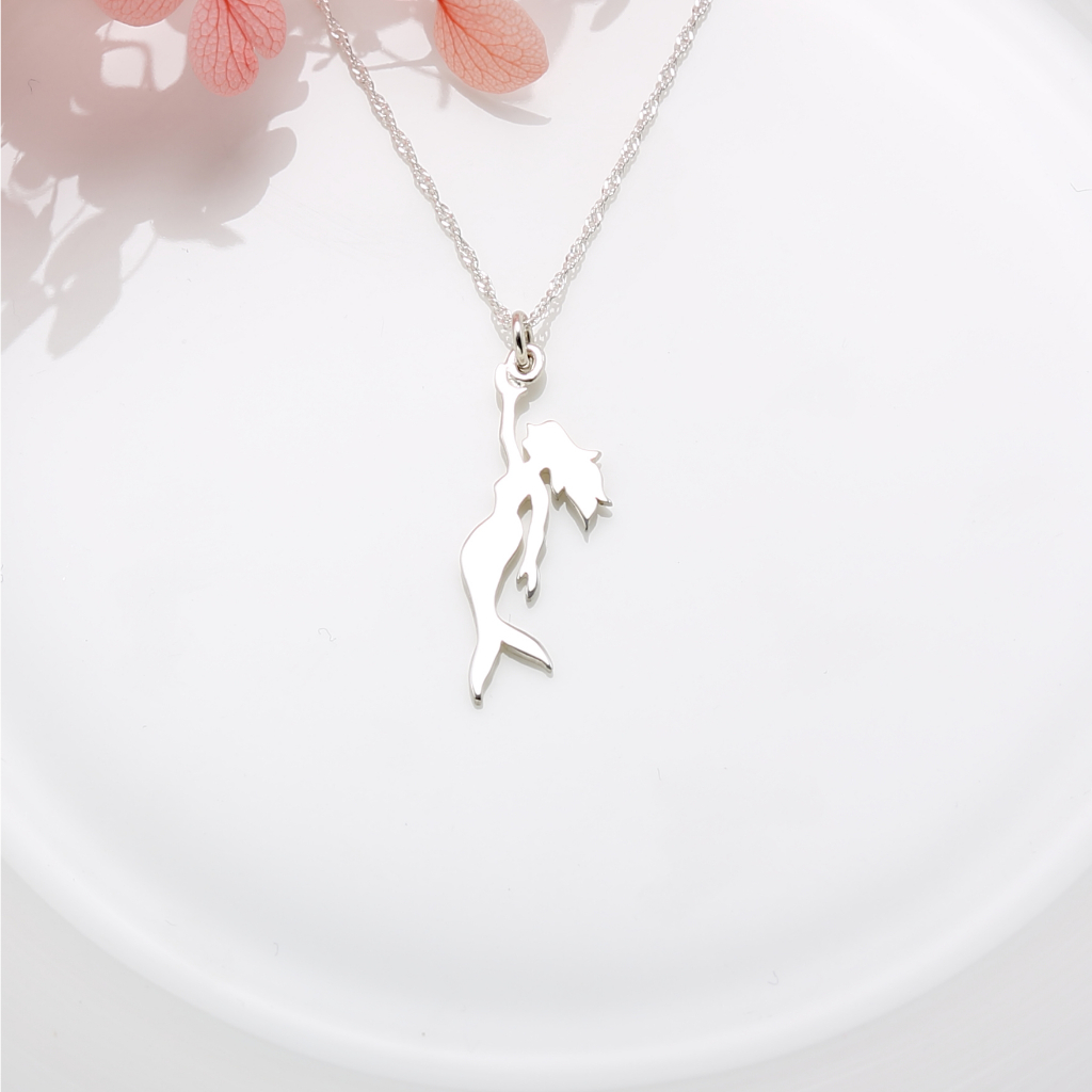 【Angel & Me】Lucky Mermaid tail s925 sterling silver necklace Valentine Day gift, , large