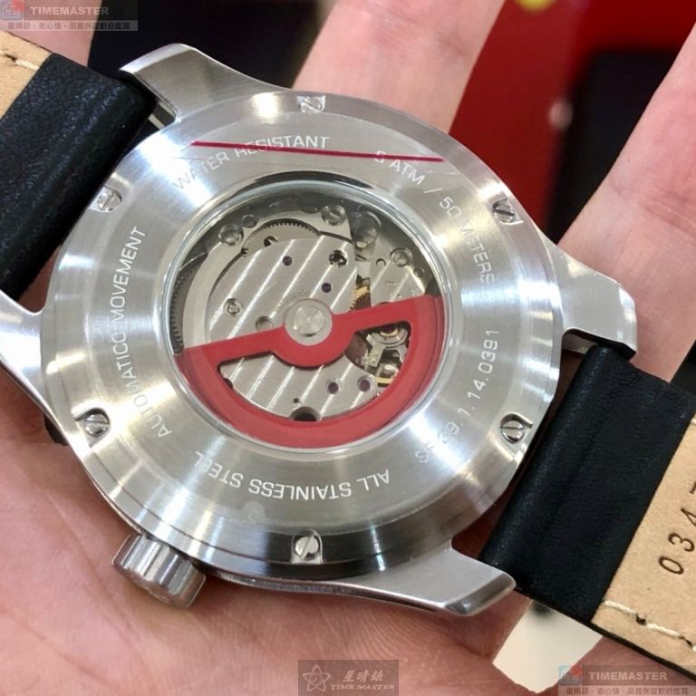 [星晴錶業]FERRARI手錶,44mm,FE00107黑色, 透視錶面銀錶殼深黑色真皮皮革錶帶款, , large